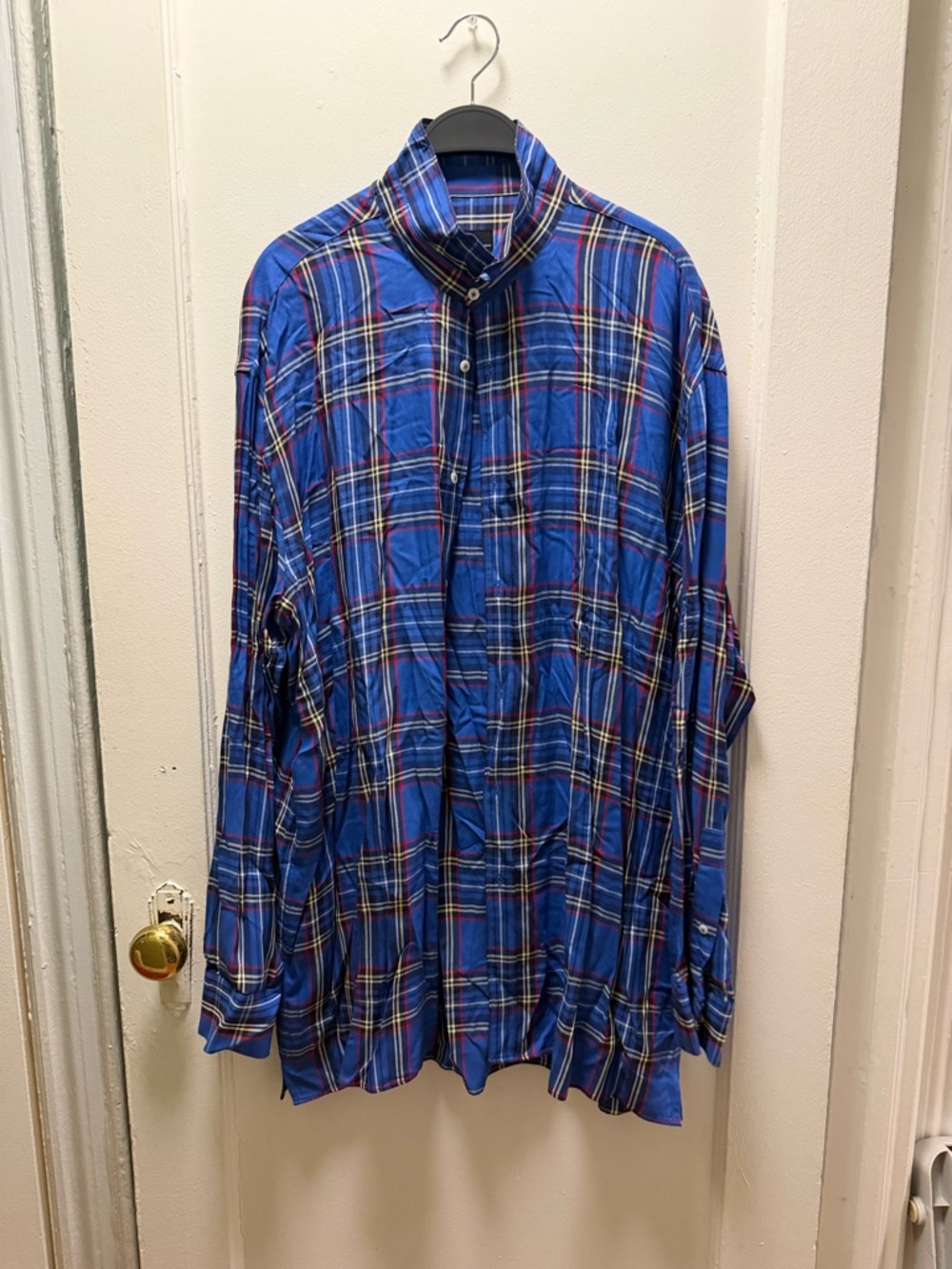 Zara Men’s Blue Multi-Stripe Plaid Button-Down Shirt